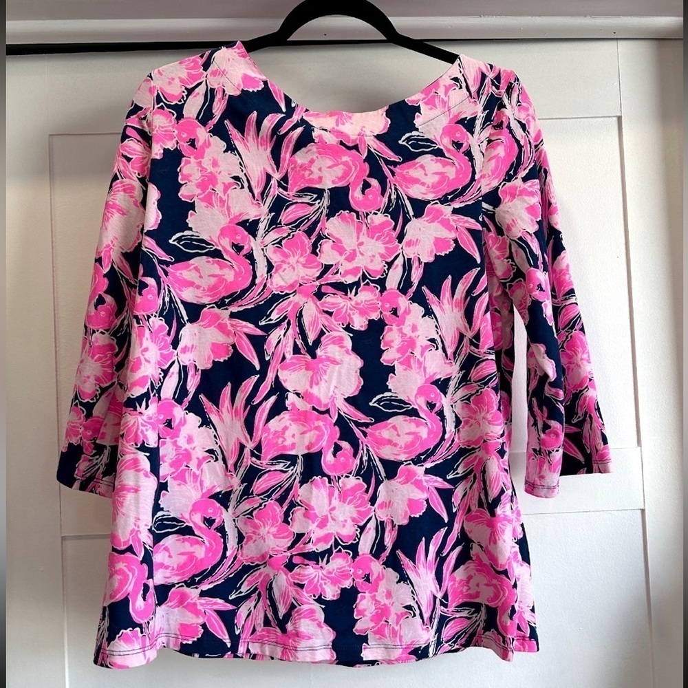 Lilly Pulitzer pink and navy long sleeve top size L
